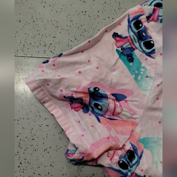 Pink Scrub Top Disney Lilo & Stitch Womens Shirt V Neck Christmas Winter 2XG - Picture 4 of 9